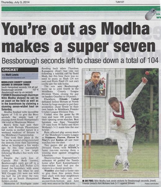 You're out as Modha makes a super seven